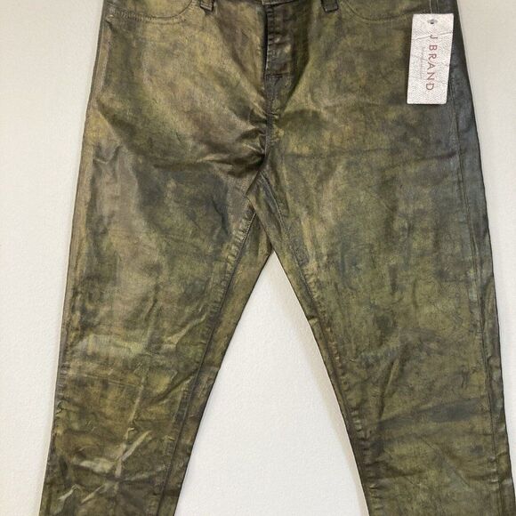J Brand Jeans Womens 25 Super Skinny Coated Black Tar Dark Bronze Metallic‎ NEW - Picture 4 of 14